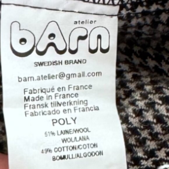 ATELIER BARN - PLAID DRESS - 51%WOOL/ 49% COTTON - BLACK/WHITE - XS -NWT - Picture 4 of 4